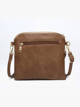 Load image into Gallery viewer, Tara Corduroy 2 Tone Crossbody w/ Front Zip Pocket - Black &amp; Saddle Brown