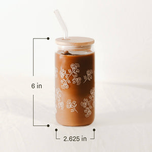 Holly 17 oz Can Glass Tumbler w/ Straw & Lid