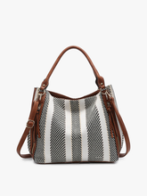 Load image into Gallery viewer, Connar Monogrammable Striped Tote - Black &amp; White