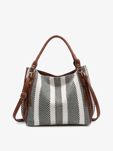 Connar Monogrammable Striped Tote - Black & White