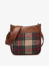 Load image into Gallery viewer, Chloe Crossbody with Guitar Strap - Red Green Multi Plaid