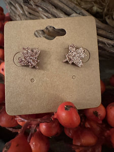 Fall Leaves Glitter Stud Earrings