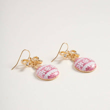 Load image into Gallery viewer, Christmas Ornament Ribbon Rhinestone Hook Earrings: Red / ONE