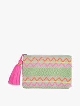 Load image into Gallery viewer, Josephine Printed Cotton Pouch w/ Tassel - Neon Multi
