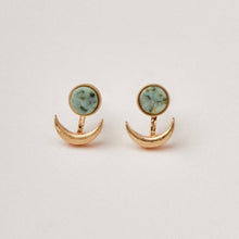 Load image into Gallery viewer, Stone Moon Phase Ear Jacket - African Turquoise/Gold