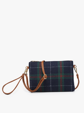 Load image into Gallery viewer, Meriam Clutch Crossbody/Wristlet - Navy &amp; Green Plaid