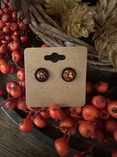 Load image into Gallery viewer, Black &amp; Orange Halloween Glitter Dot Stud Earrings