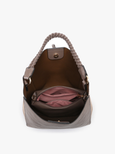 Load image into Gallery viewer, Dina Plaid Contrast Tote w/ Tassel - Rust/Cream Plaid
