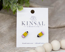 Load image into Gallery viewer, Pencil Wood Stud Earrings