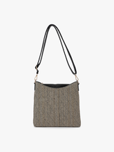 Load image into Gallery viewer, Emma Arrowhead 3 Compartment Crossbody - Black/Natural