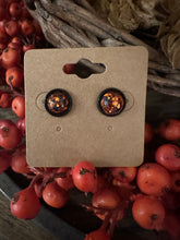 Load image into Gallery viewer, Black &amp; Orange Halloween Glitter Dot Stud Earrings