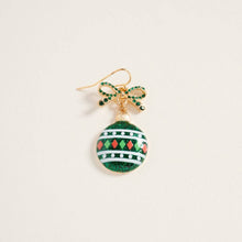 Load image into Gallery viewer, Christmas Ornament Ribbon Rhinestone Hook Earrings: Red / ONE
