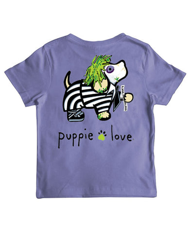 Puppie Love Striped Suit Pup Youth Short Sleeve Tee