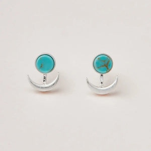 Stone Moon Phase Ear Jacket - African Turquoise/Gold