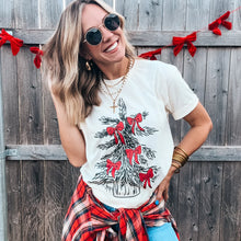Load image into Gallery viewer, Vintage Glitter Bow Tree Tee