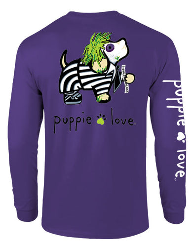 Puppie Love Striped Suit Pup Adult Long Sleeve Tee