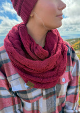 Load image into Gallery viewer, CC Cable Knit Infinity Scarf-Petrel Green