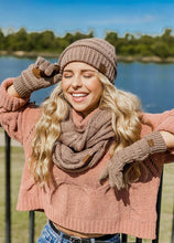 Load image into Gallery viewer, CC Cable Knit Infinity Scarf-Petrel Green