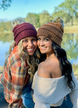 Load image into Gallery viewer, C.C. Beanie Knit Faux Fur Pom Beanie-Teal Grey
