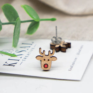 Red Nosed Reindeer Stud Earrings