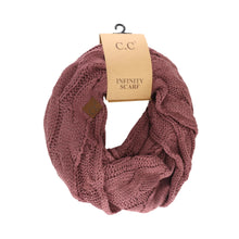 Load image into Gallery viewer, Solid Cable Knit CC Infinity Scarf - Coco Berry