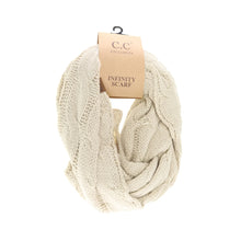 Load image into Gallery viewer, Solid Cable Knit CC Infinity Scarf - Beige