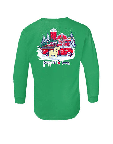 Puppie Love Home For The Holidays Pup Youth Long Sleeve Tee