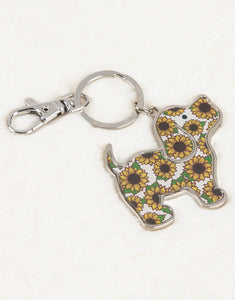 Puppie Love Sunflower Pup Keychain