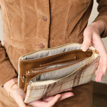 Load image into Gallery viewer, Riley 3 Compartment Crossbody/Wristlet - Beige Plaid