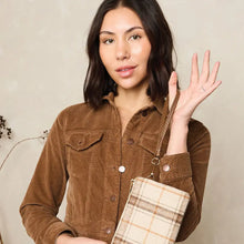 Load image into Gallery viewer, Riley 3 Compartment Crossbody/Wristlet - Beige Plaid