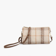 Load image into Gallery viewer, Riley 3 Compartment Crossbody/Wristlet - Beige Plaid