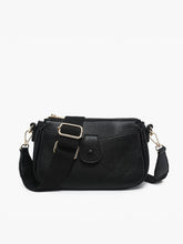 Load image into Gallery viewer, Kallie Snap Front Crossbody w/ Nylon Strap - Black