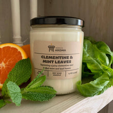 Load image into Gallery viewer, Clementine &amp; Mint Leaves Soy Candle