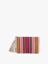 Load image into Gallery viewer, Faith Cotton Printed Fringe Everyday Pouch - Pink/Gold
