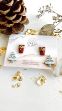 Load image into Gallery viewer, Holly Jolly Coffee and Snowy Tree Stud Earring Set