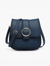 Load image into Gallery viewer, Sandra Buckle Flapover Crossbody Bag - Navy