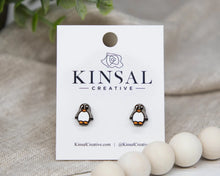 Load image into Gallery viewer, Penguin Wood Stud Earrings