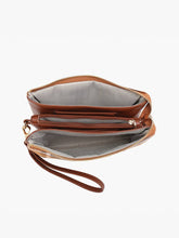 Load image into Gallery viewer, Riley Plaid 3 Compartment Crossbody/Wristlet-Chocolate/Rust Plaid