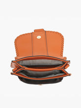 Load image into Gallery viewer, Sandra Buckle Flapover Crossbody Bag - Black