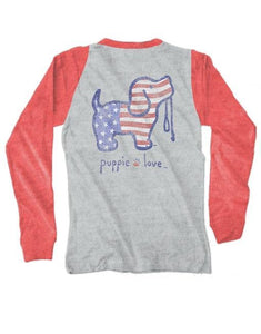 Puppie Love Vintage USA Pup-3/4 Sleeve Tee