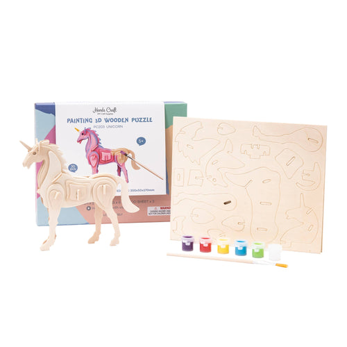 3D Wooden Puzzle Paint Kit-Unicorn