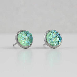 Fresh Mint Druzy Crystal Earrings