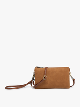 Load image into Gallery viewer, Riley Suede 3 Compartment Crossbody/Wristlet - Brown Suede