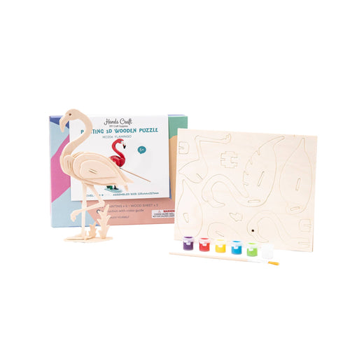 3D Wooden Puzzle Paint Kit-Flamingo