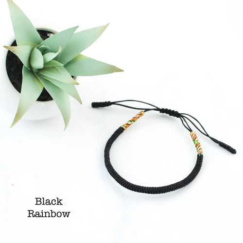 Tibetan Boho Adjustable Bracelet-Black Rainbow