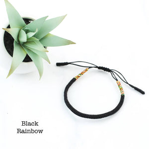 Tibetan Boho Adjustable Bracelet-Black Rainbow