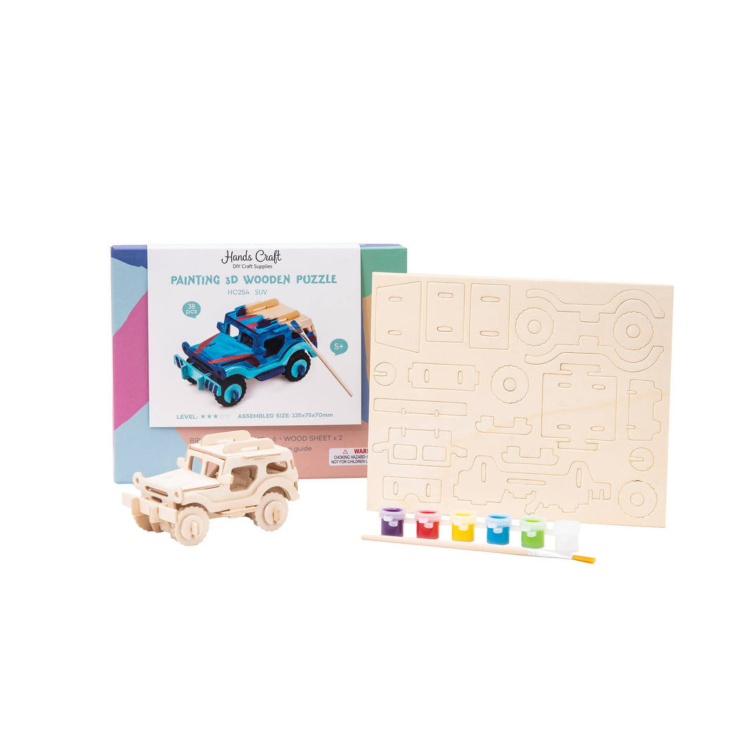 3D Wooden Puzzle Paint Kit-Jeep SUV