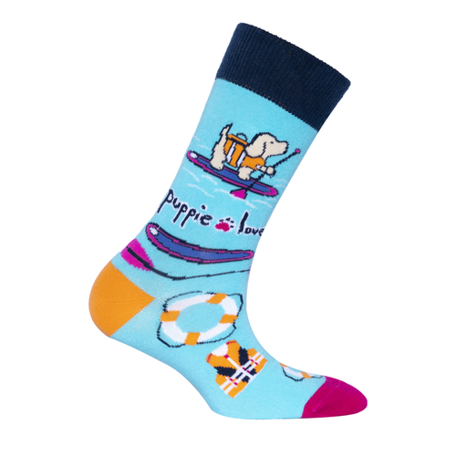 Puppie Love Sup Pup-Adult Crew Socks