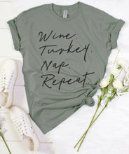 Load image into Gallery viewer, Wine Turkey Nap Repeat Short Sleeve Top