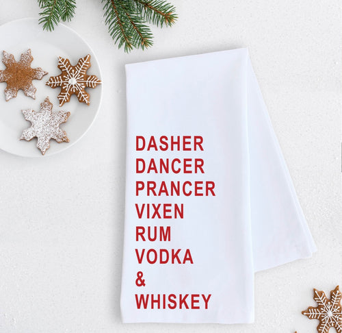 Dasher Dancer Rum Vodka - Tea Towel